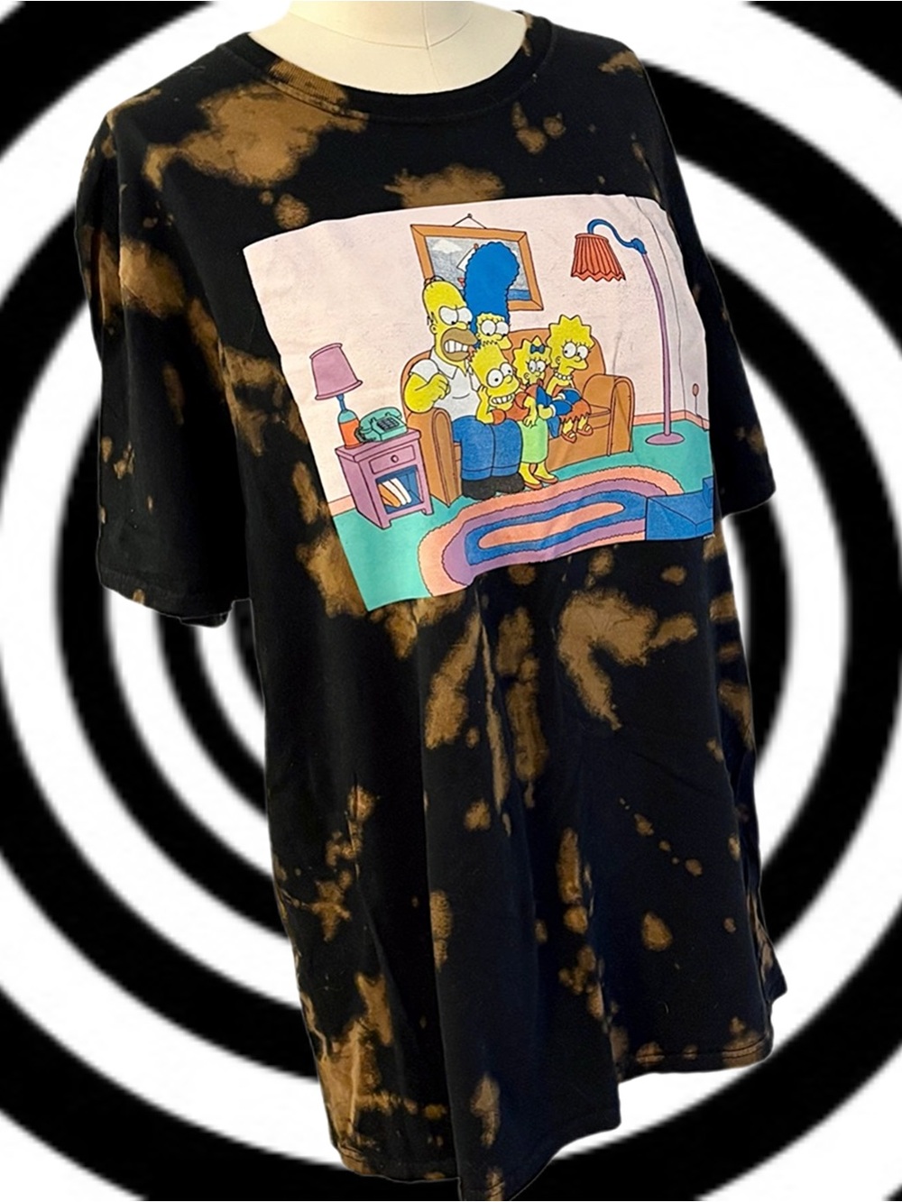 The Simpsons Graphic Bleach Tie Dyed Tee Shirt Black